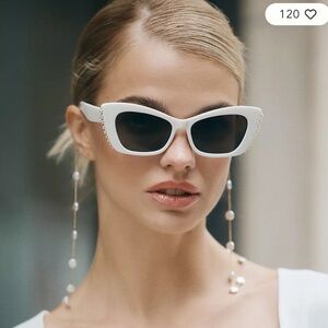 Fifth & Ninth Belle Pearl Trim Cat-Eye Sunglasses